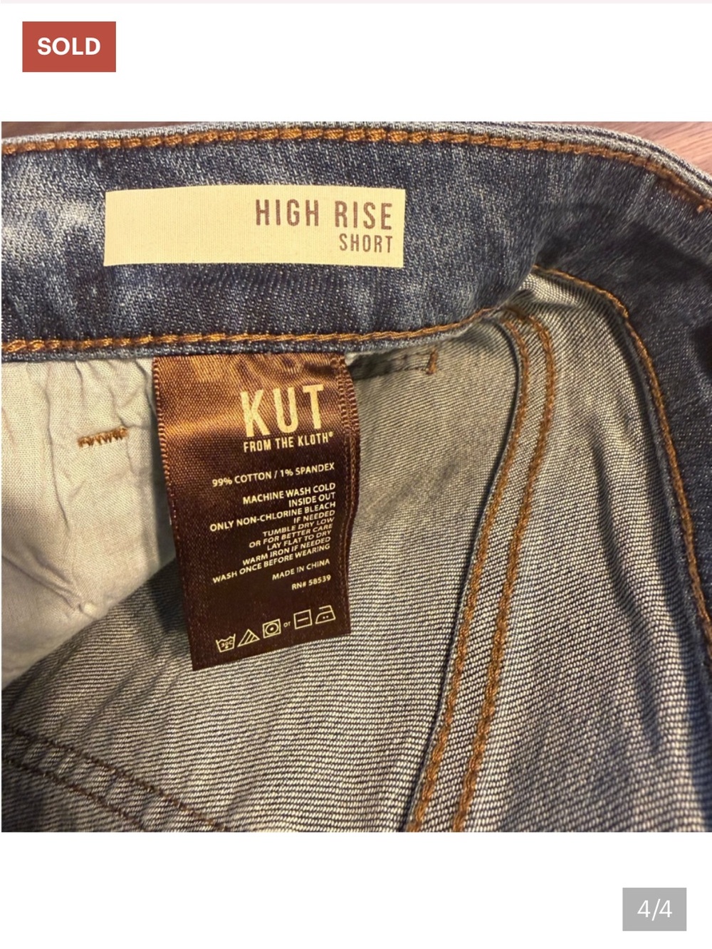NWT KUT FROM THE KLOTH Tarun High Rise Button Fly Cuffed Short Size 6 - Picture 4 of 4